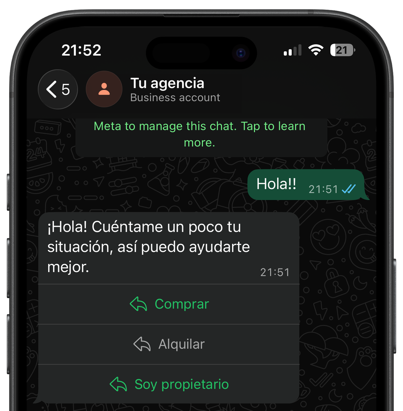 Ejemplo de conversación de WhatsApp